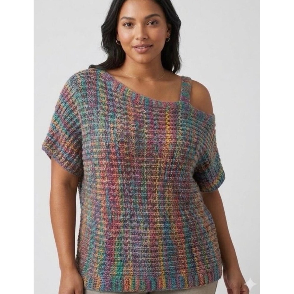 (A6) Cato Vintage Style Multi-Pattern Knit Sweater | L | Colorful 90s Retro